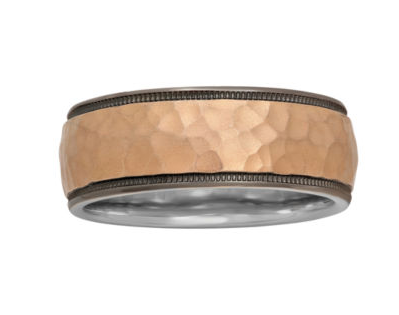 Mens 8mm Hammered Two-Tone Band